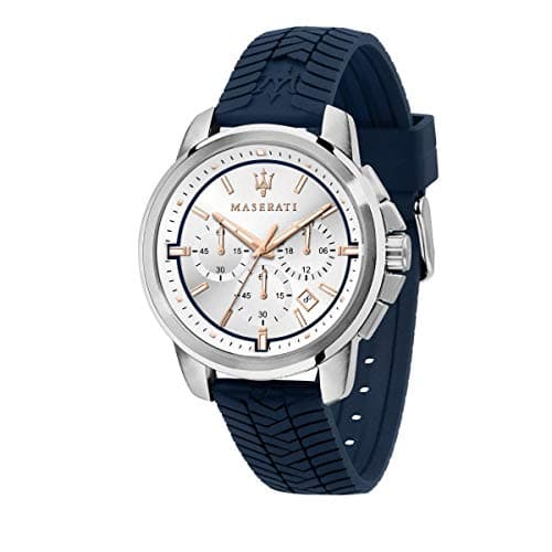 Maserati Silicone Analog Silver Dial Men Watch-R8871621013, Blue Band