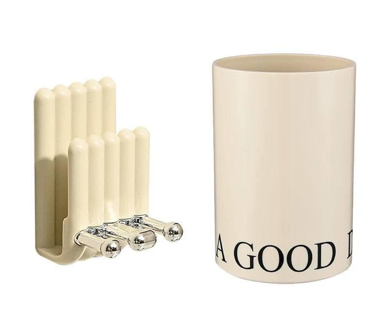Generic Toothbrush Holder with Cup, Adhesive Bathroom Organiser, Space-Saving Storage Set, .sa