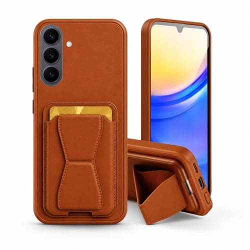 3M Store Leather Case Compatible for ٍ Samsung GALAXY S26 Plus Shockproof Leather Back Card Storage & case built-in Stand PU leather for a stylish look, comfortable grip, Black, Brown Cellular phone case