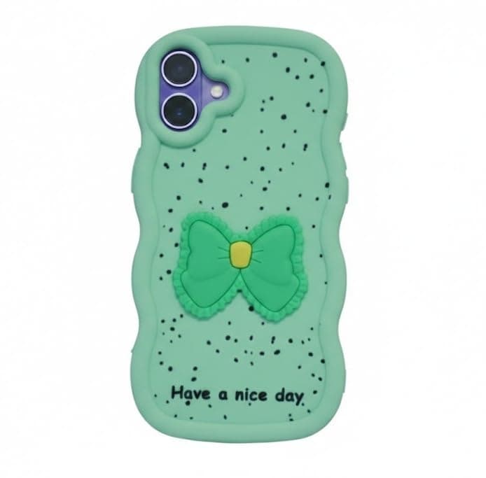 Compatible Case With Iphone 16 plus [Drop Protection] 3D Bow Pattern Soft TPU Shockproof Phone Case Full Body Protection (Mint Green) Cellular phone case