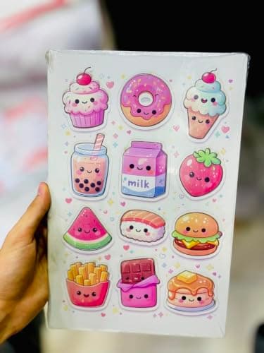 Kawaii Food Sticker Sheet, 12 Cute Characters | Colourful Design, Kids & Teens, Scrapbooking Use, Smiley Face Theme, Decorative Stickers Sticker decal