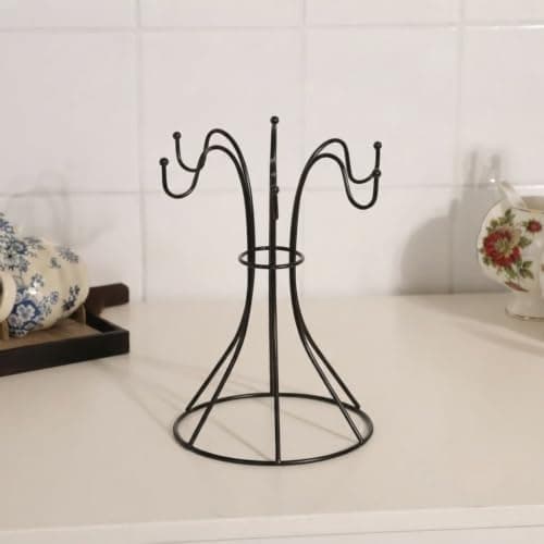 Generic Metal Tree-Style Mug Holder, 6-Hook Holder for Coffee and Tea Mugs, Black Rust-Resistant Galvanized Metal, High-Quality Imported Product, .db Storage hook