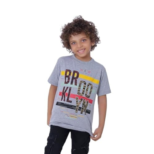 BEBO Boys Printed Half Sleeve T-Shirt 10 Years Grey - 12347_Gray_10_24