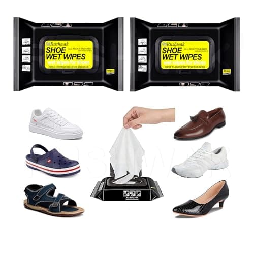 Rushwak Shoe Wipes Sneaker Wipes (1 Pack of 80 Pcs) Instant Sneaker Cleaner Shoe Cleaning Wipes Sneaker Wipes for Shoes Quick Remove Dirt Stain Shoe Cleaner Wipes Shoe Wipes for Sneakers Cleaning Kit