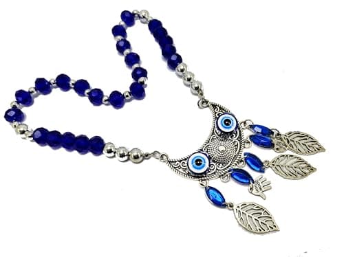 Kaber Misr 2020 - Blue Eye Beads Rosary Pendant - Silver - For Car, Office & Home - Metal With Multi And Various Shapes - Code 6541 - Kaber Egypt