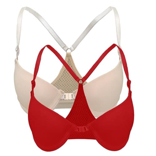 Lasso Womens Set Of 2 Pieces Sports Back Front Open Bra Cup B Bra (pack of 2)