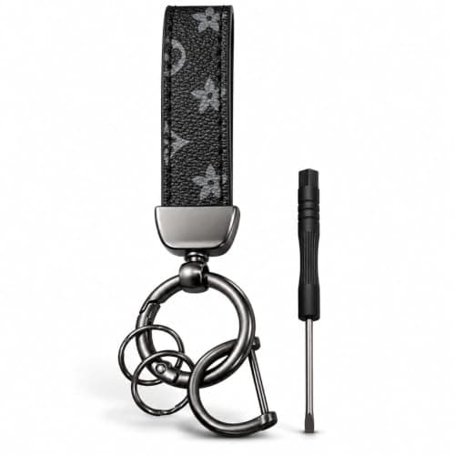 Premium Woven Keychain Wrist Strap with Metal Key Ring, Quick-Release Clip & Screwdriver Tool for Easy Ring Assembly, Durable Lanyard Key Holder with Stylish Design keychain,6