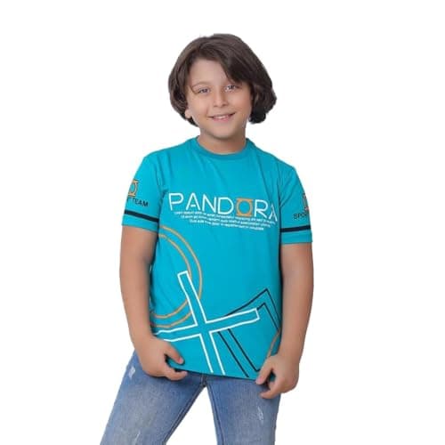 BEBO Boys Printed Half Sleeve T-Shirt 10 Years Sky Blue - 12349_Cyan_10_24