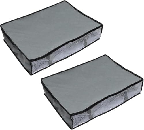Large Underbed Clothes Storage Box Rectangular Organizer for Blankets Linens and Wardrobe Essentials Durable Fabric Container 85x45x20 cm Grey
