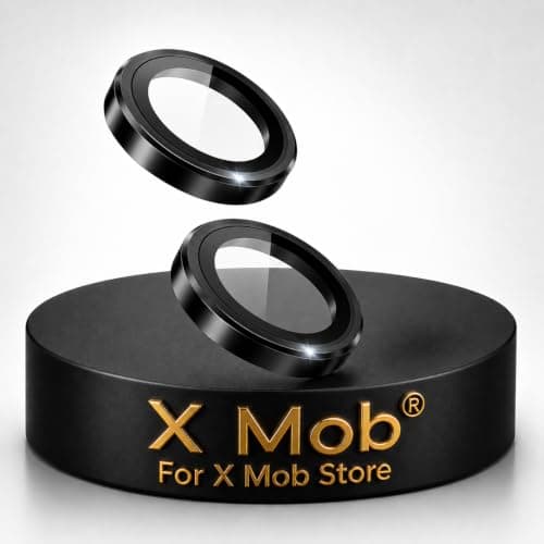 X Mob Camera Lens Protector Rings Compatible with Phone 9H Tempered Glass Camera Lens Protector Ultra-Thin Aluminum Alloy Lens Screen Protector Compatible (Black, IPhone 13)