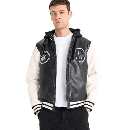 DeFacto Mens Regular Fit Bomber LONG SLEEVE Outer Wear PU Mont E9972AX PU Mont (pack of 1)