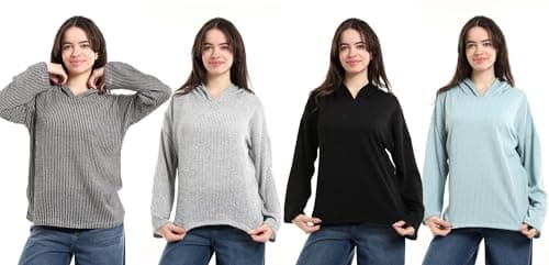 Red Circle Womens Bundle of 4 Comfortable Casual Long Sleeve Sweatshirt Bundle of 4 Comfortable Casual Long Sleeve Sweatshirt Outerwear