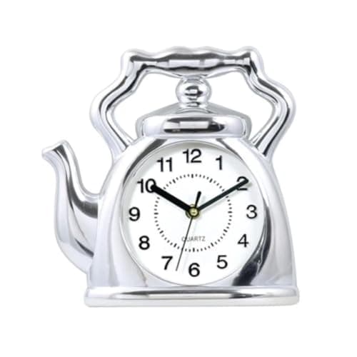 Decorative wall clock in the shape of a teapot – for kitchen | silver design