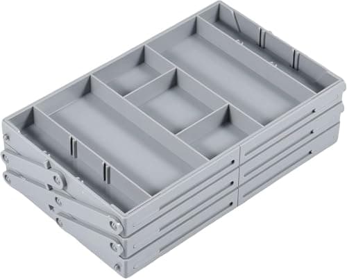 Multi-Level Expandable Drawer Organizer, Practical Foldable Cosmetic Organizer for Jewelry, Office Supplies, Kitchenware, 2 Tier Space with Adjustable Elastic Dividers Caddy