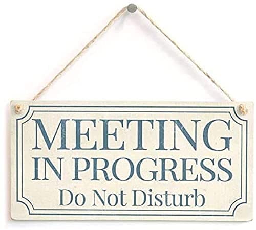 WOODSIGN Meeting in Progress Do Not Disturb - Home Accessory Gift Sign/Plaque for Home Office Study Door 10x5(YQ122528)