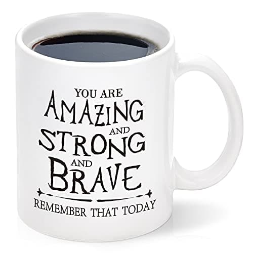 Cabtnca Thank You Gifts, Inspirational Gifts for Women, Men, Coworker, Nurse, Teacher, Best Friends, Encouragement Birthday Gifts for Women, You Are Amazing And Strong And Brave Mug 11Oz Drinking cup