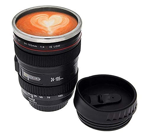 OurLeeme Camera Lens Coffee Mugs Stainless Steel Thermos Lining Lid Coffee Mug Cup 400ML Mug Tumbler Tea Water Bottle Cup Great Gift for Friend Drinking cup