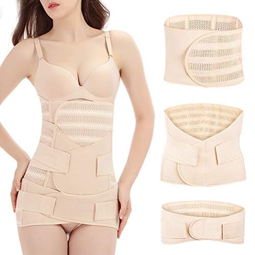 Vathery 3 in 1 Postpartum Belt – Breathable Postpartum Recovery Postpartum Corset Postpartum Belt Post Pregnancy Maternity, beige, XL Orthopedic brace