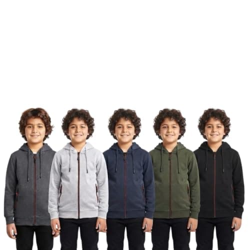 Red Circle Unisex Kids Bundle of 5 Zipper sweatshirt with zipper pocket with hood Bundle of 5 Zipper sweatshirt with zipper pocket with hood Outerwear