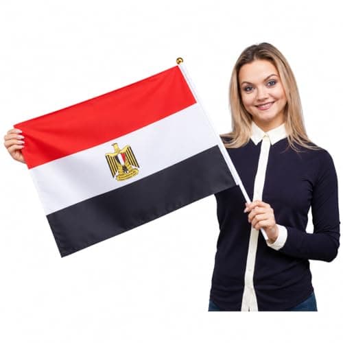 Set Of 12 Egypt Stick Flags, Handheld Egyptian For Festivals, World Cup And National Day Events, Double-Sided Desk Flags For Parties, Celebrations And Decorative (Large 43x30 Cm)