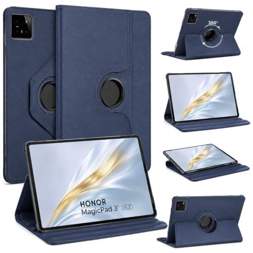 اسم السلعة: 360° Rotating Tablet Case for Honor MagicPad 3 13.3 Inch, Premium PU Leather Folio Cover with Multi-Angle Stand, Auto Sleep/Wake, Shockproof Protective Case