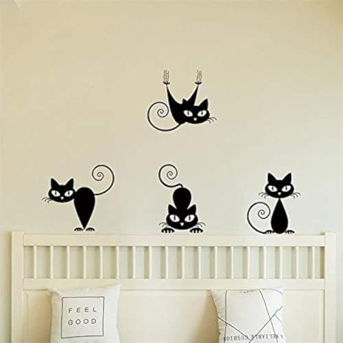 Black Cat Stickers DIY Waterproof Removable Wall Stickers Children's Room Boy Bedroom Living Room Wall Sticker Study TV Background Living Room Shop Window Wall Stickers Decoration Home PVC Stickers Sticker decal