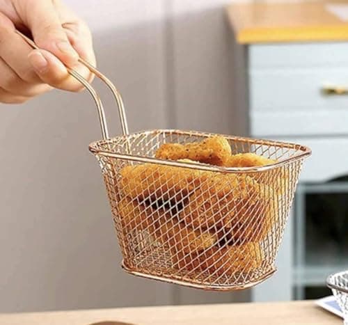 Generic Metal Serving Basket with Handle, for French Fries, Nuggets and Appetisers, Lightweight, .rom