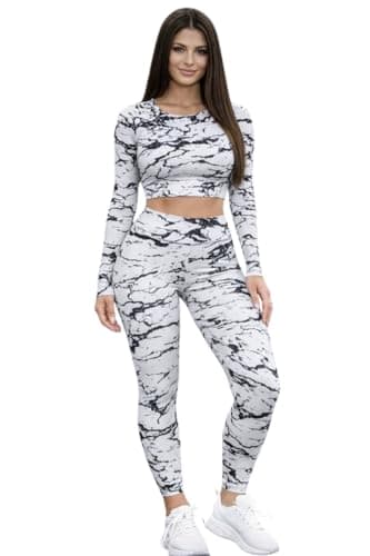 Miza Women's Athletic Set – Crop Top & Leggings – Imported 100% Daifeng Material – Comfortable for Workout, Yoga, Daily Wear Apparel