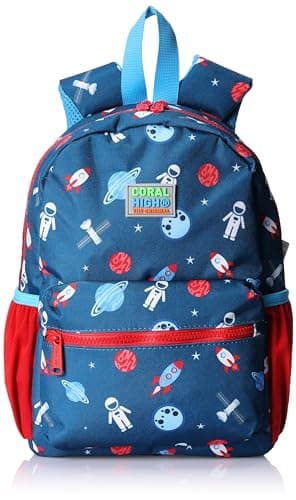 Coral High Kids Two Compartment Small Nest Backpack - Civit Red Space Pattern
