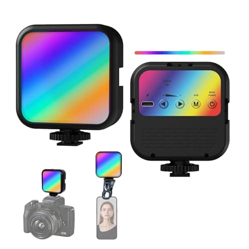 LED Video Light RGB Rechargeable with 4 Cold Shoe Mounts, 360° Full Colour RGB, 20 Scene Modes, CRI 95+, 3000K-7000K, nPhoto Camera Light, Dimmable with 1800 mAh Battery for Product Photography and