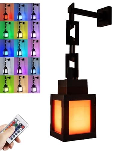 HYRAINBOW Pixelated Lantern Night Light, 16 Colors Rechargeable LED Lamp with Remote, Retro Pixel Style Table/Wall Light for Bedroom Gaming Kids Room Décor