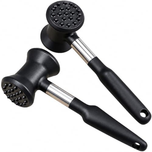 POFTEK Durable Silicone Meat Hammer – Meat Tenderizer with Silicone Handle and Metal – Practical Kitchen Hammer AM Hammer mallet