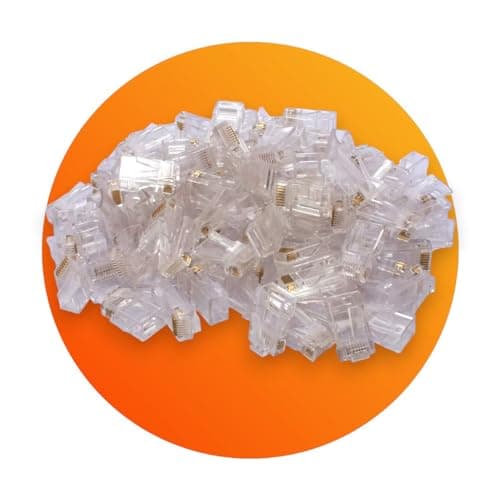 50PCS RJ45 Cat5 Connectors, Ethernet Network Cable Terminals for PC, Router, Switch – Pack of 50 – Transparent Electronic cable