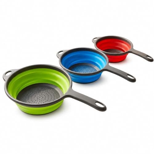 3-Piece Foldable Silicone Colander Set Small Medium Large Kitchen Strainer