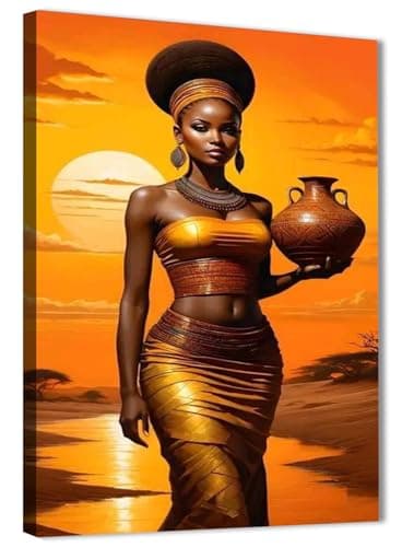 Skills Wall Art - Dark Black Woman in Nature Scene Warm at Sunset - Wall Art for Living Room, Bedroom, Office Decorations & More - Size (30cm x 40cm)