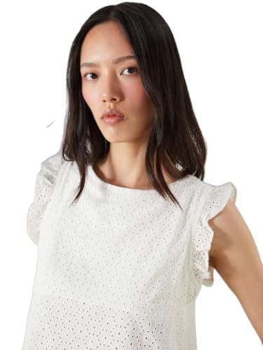 LC WAIKIKI Crew Neck Hole-Knitted Frilled Broderie Blouse