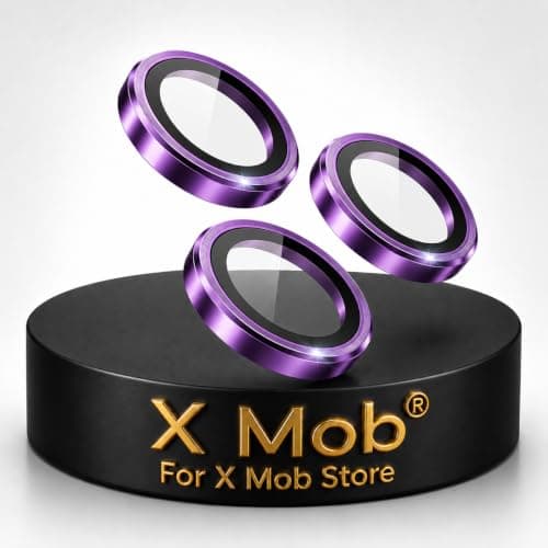X Mob Camera Lens Protector Rings Compatible with Phone 9H Tempered Glass Camera Lens Protector Ultra-Thin Aluminum Alloy Lens Screen Protector (Purple, IPhone 11 Pro Max)