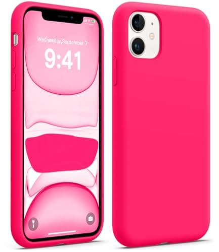 AOTESIER Shockproof Designed for iPhone 11 Phone Case, Premium [Food Grade Silicone] with Anti-Scratch Protective Lining, Full Body Drop Protection Phone Case for iPhone 11, 6.1 inch, Hot Pink Cellular phone case