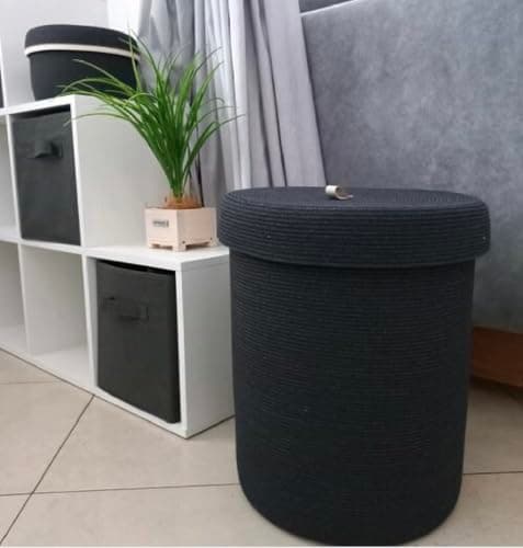 Woven It - Laundry & Storage Basket With Lid,(40×30×40Cm) 6016 Can be used in Kitchen, Toilet, Living Room, Dining Room, Bed Room, Kids Room, Indoor & outdoor.