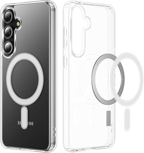 Zubitech Samsung Galaxy S25 Clear Magnetic Cover | Mag Safe Compatible | Clear Hard Back Case | Shockproof Silicone Frame Edge Bumper | Slim Transparent Case for Samsung Galaxy S25