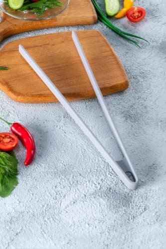 Heat Resistant Silicone Frying Tongs Light Blue Non-Slip Kitchen Tool Tong utensil
