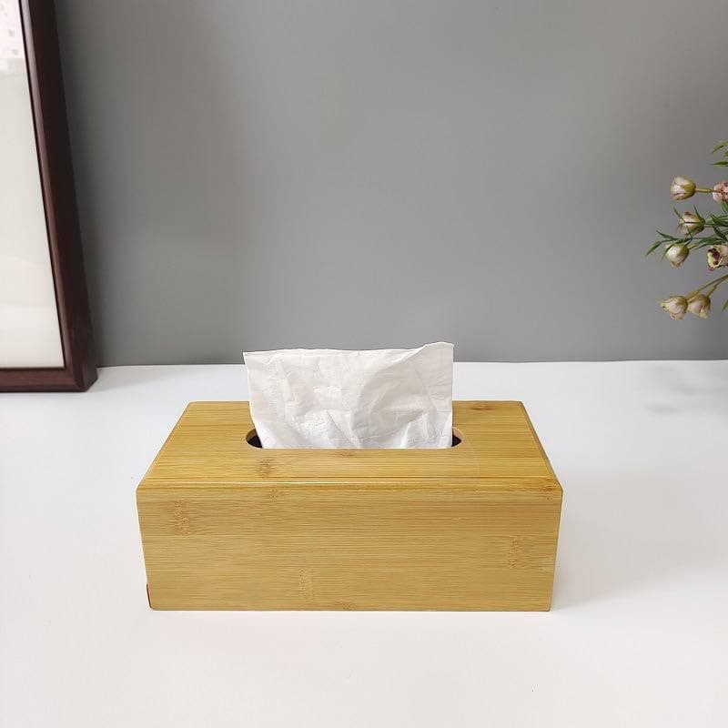 Generic Tissue Box Holder, Rectangular, Natural Wood Finish, Easy Assembly, 23x10x9 cm, .go