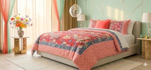 Luxury Satin Cotton Blend Duvet Cover Set, 220 x 240 cm, 3-Piece Bedding Set with 2 Pillowcases, Soft & Elegant Bedroom Collection (Vintage Floral)