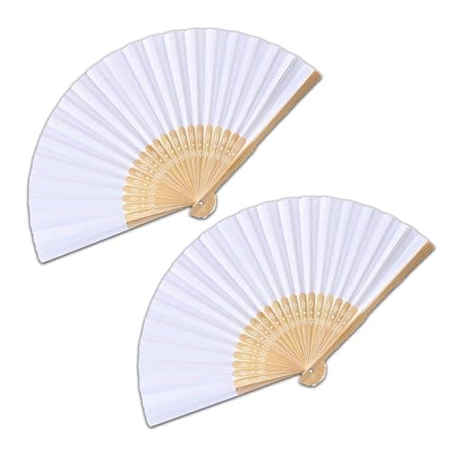 Cozevdnt Bride Handheld Folding Fan White, 2 Pcs Paper Hand Chinese/Spanish Fans Wedding For Dancing Cosplay Props Wedding Party Home Decorations Electric fan