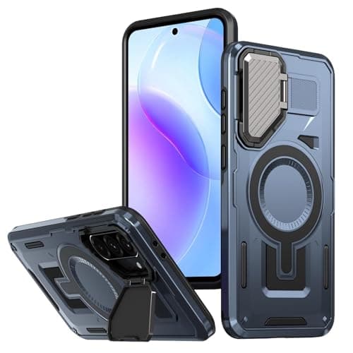 GOLDEN MASK Compatible With Samsung Galaxy A17/A26 Case with Camera Protection, with Case Magnetic with Stand (Blue) Cellular phone case