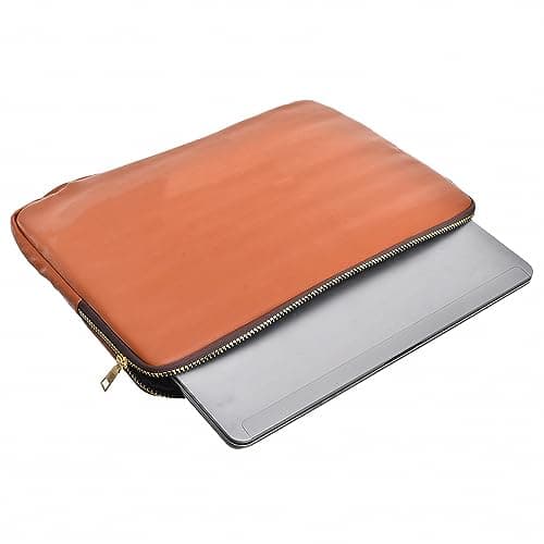 Accelerate Plain Rust Orange Leather Protective 15 - 15.6 inch Premium Laptop Sleeve Case with Zipper Pocket | Slim Design Laptop Bag compatible with MacBook, Dell, Lenovo, HP, Asus and others Portable electronic device cover