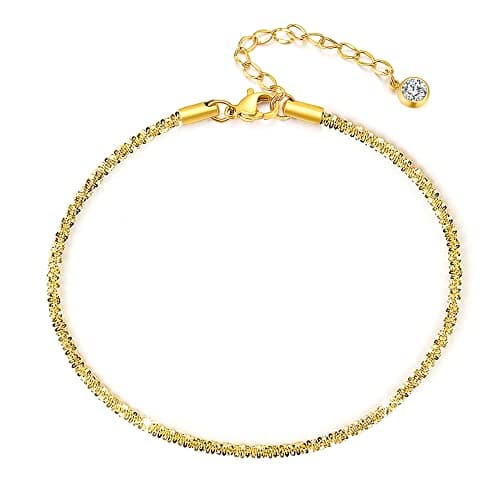 QJLE Ankle Bracelets for Women,18K Gold Plated Anklet for Women Cute Gold Anklets for Women Waterproof Beach Jewelry