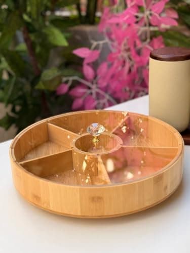 Generic Bamboo snack box, With a rotating base and acrylic lid, Imported product, .soh