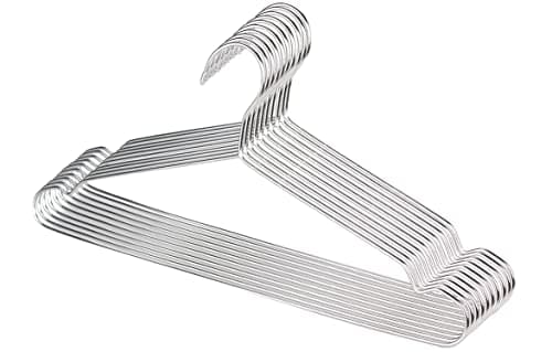 Puersit 50 Pack Metal Coat Hangers, 16.5 Inch Stainless Hanger, Space Saving With Notches, Heavy Duty Strong Wire for Clothes, Blouse, Dress, Shirt, Jacket, Pants