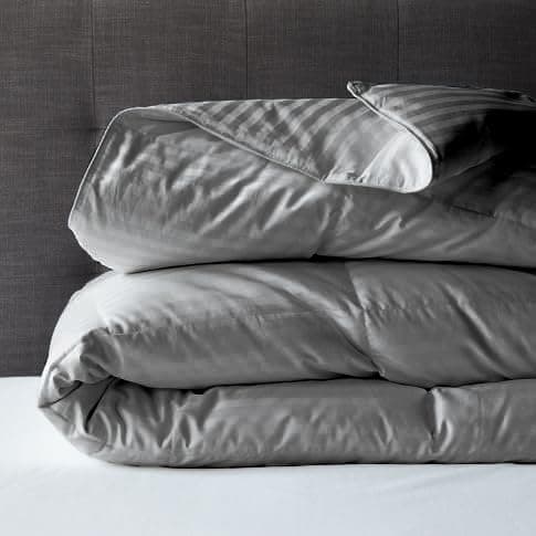 Ocra Stripe Light Duvet Set, 3 pieces, Lightweight Summer Comforter, Hotel Style, Made in Egypt (2, Gray, Single 180x240) Bedding set